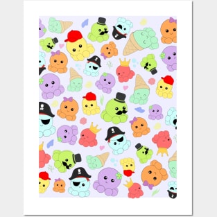 Chibi Octopuses Pattern Posters and Art